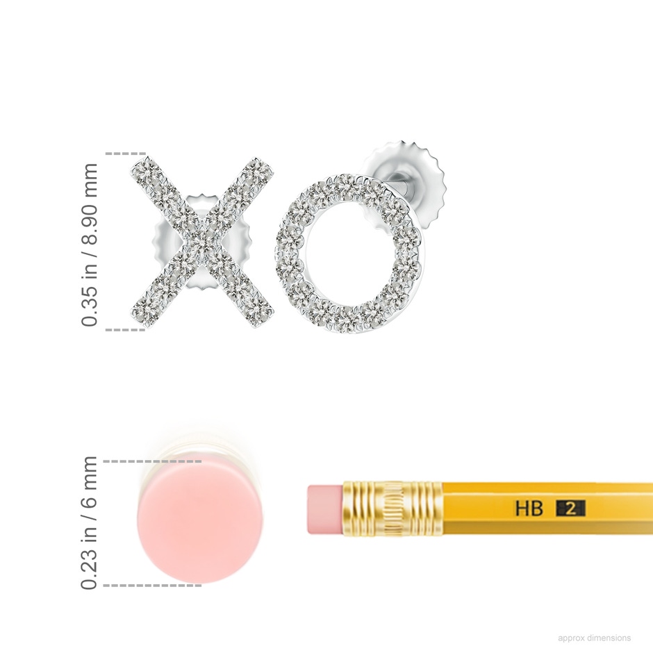 1.1mm KI3 Pave-Set Diamond XO Stud Earrings in 18K White Gold ruler