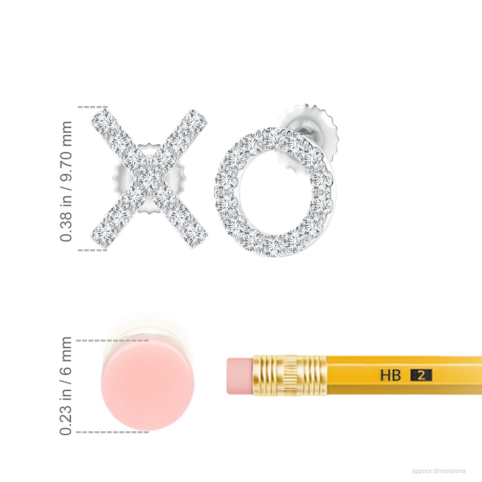 1.2mm GVS2 Pave-Set Diamond XO Stud Earrings in 9K White Gold ruler