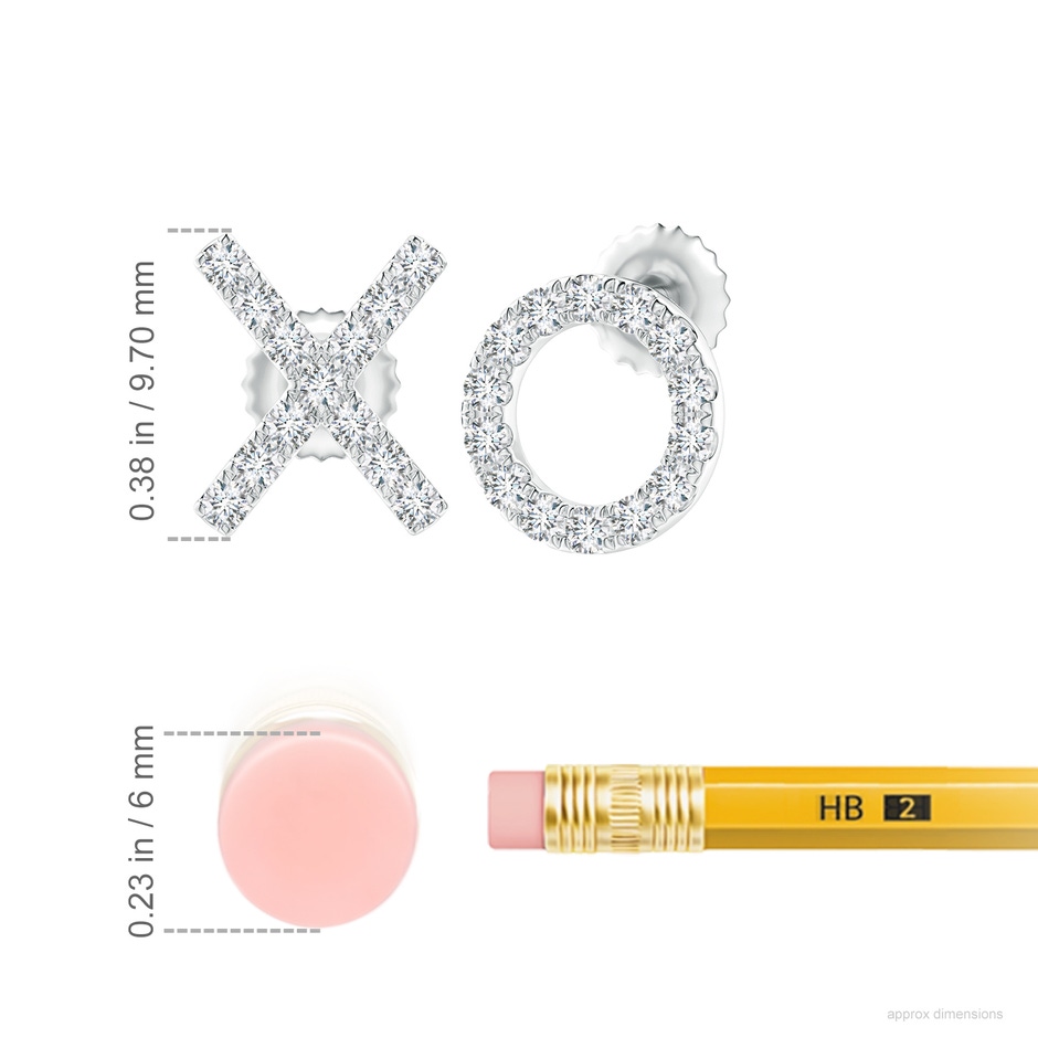 1.2mm GVS2 Pave-Set Diamond XO Stud Earrings in P950 Platinum ruler