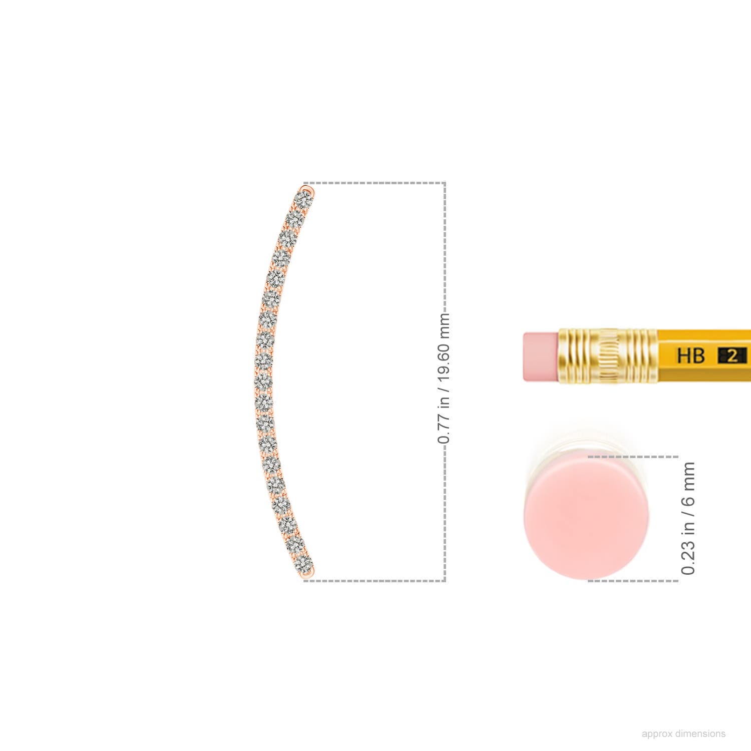 ANGARA Natural 0.15 Ct KI3-Grade Diamond Linear Ear Climber in 14K Solid Gold - Picture 3 of 25