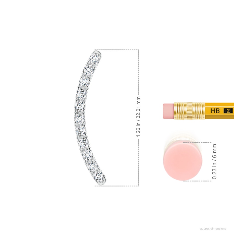 2.5mm GVS2 Pave-Set Diamond Linear Ear Climber in White Gold ruler