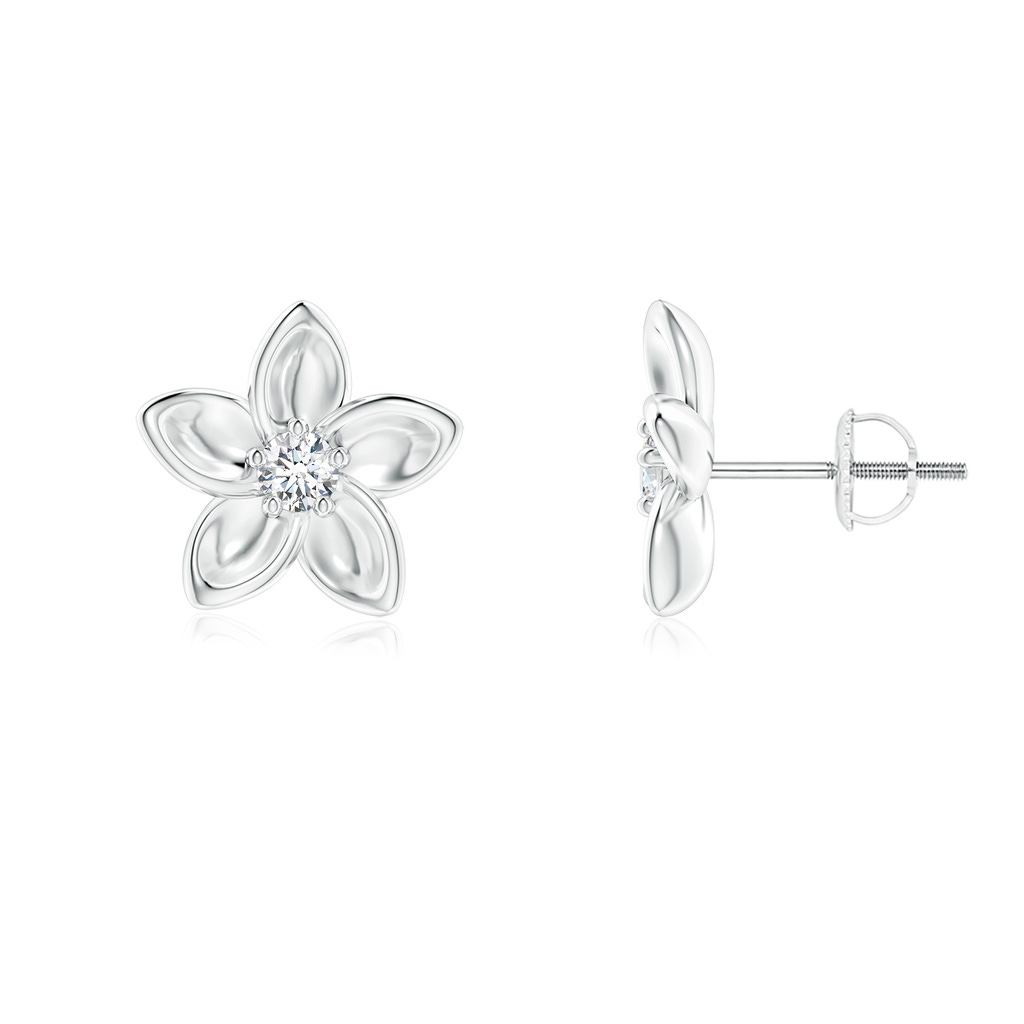 2.7mm GVS2 Classic Diamond Plumeria Flower Earrings in 18K White Gold