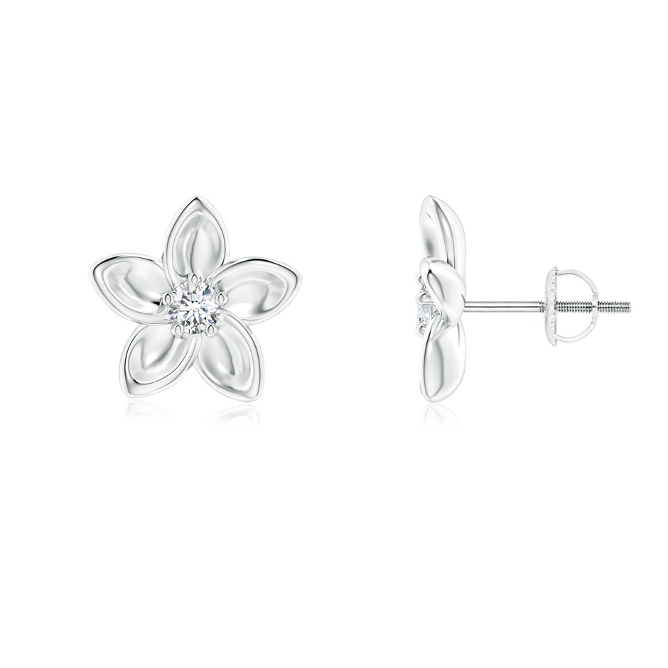 2.7mm GVS2 Classic Diamond Plumeria Flower Earrings in 18K White Gold 