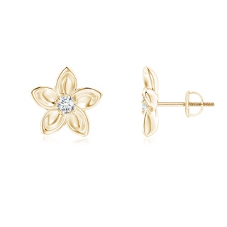 2.7mm GVS2 Classic Diamond Plumeria Flower Earrings in 9K Yellow Gold