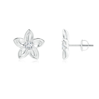 2.7mm GVS2 Classic Diamond Plumeria Flower Earrings in White Gold
