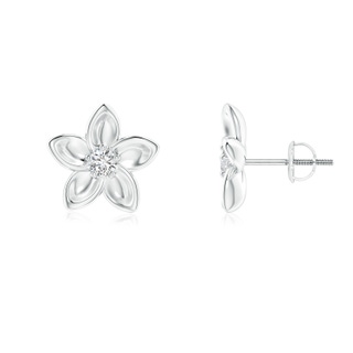 2.7mm HSI2 Classic Diamond Plumeria Flower Earrings in White Gold