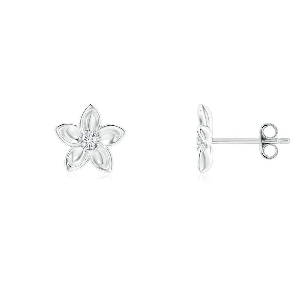 2mm GVS2 Classic Diamond Plumeria Flower Earrings in S999 Silver