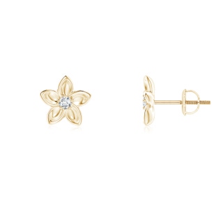 2mm GVS2 Classic Diamond Plumeria Flower Earrings in Yellow Gold