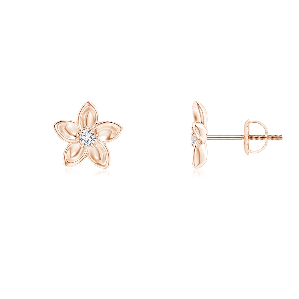 2mm HSI2 Classic Diamond Plumeria Flower Earrings in Rose Gold 