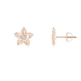 2mm HSI2 Classic Diamond Plumeria Flower Earrings in Rose Gold