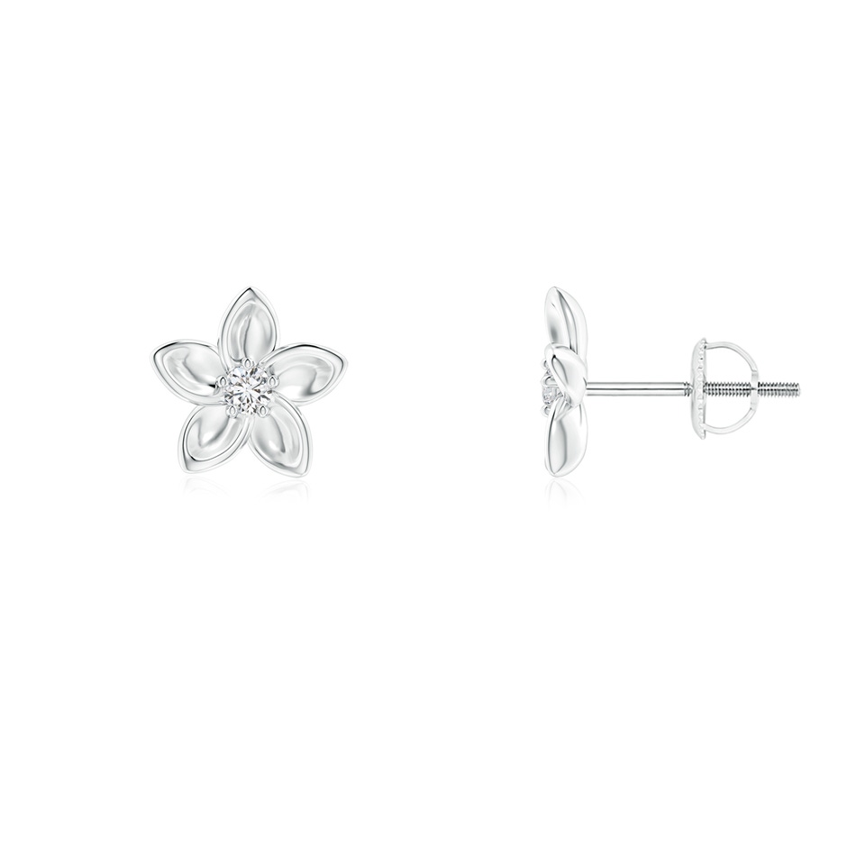 2mm HSI2 Classic Diamond Plumeria Flower Earrings in White Gold 