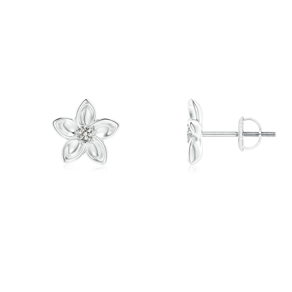 2mm KI3 Classic Diamond Plumeria Flower Earrings in White Gold 
