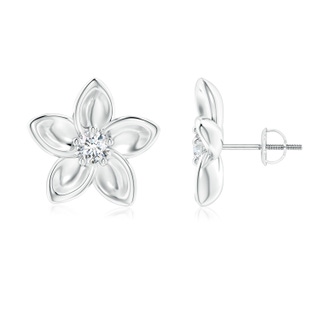 3.6mm GVS2 Classic Diamond Plumeria Flower Earrings in P950 Platinum