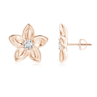 3.6mm GVS2 Classic Diamond Plumeria Flower Earrings in Rose Gold
