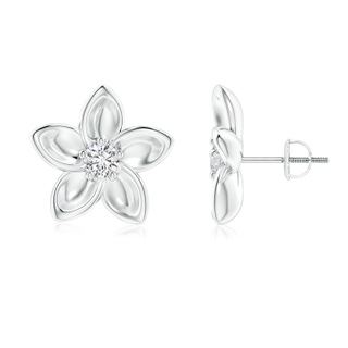 3.6mm HSI2 Classic Diamond Plumeria Flower Earrings in White Gold
