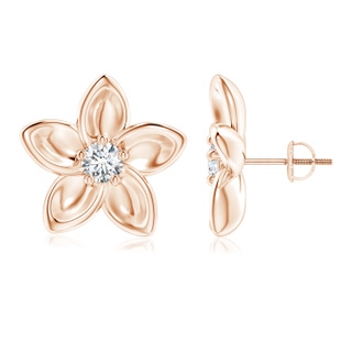 4.1mm GVS2 Classic Diamond Plumeria Flower Earrings in 10K Rose Gold