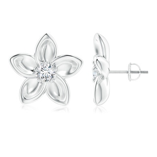 4.1mm GVS2 Classic Diamond Plumeria Flower Earrings in P950 Platinum