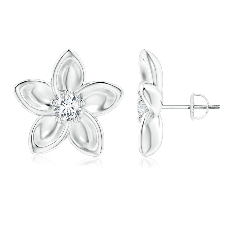 4.1mm GVS2 Classic Diamond Plumeria Flower Earrings in P950 Platinum 