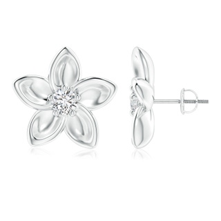 4.1mm HSI2 Classic Diamond Plumeria Flower Earrings in P950 Platinum