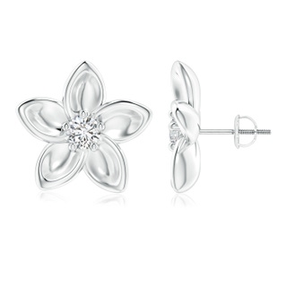 4.1mm HSI2 Classic Diamond Plumeria Flower Earrings in White Gold