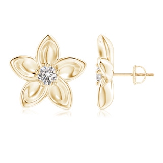 4.1mm IJI1I2 Classic Diamond Plumeria Flower Earrings in 9K Yellow Gold