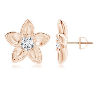 5.1mm GVS2 Classic Diamond Plumeria Flower Earrings in 18K Rose Gold