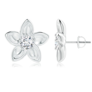 5.1mm GVS2 Classic Diamond Plumeria Flower Earrings in P950 Platinum