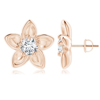 5.9mm GVS2 Classic Diamond Plumeria Flower Earrings in 18K Rose Gold