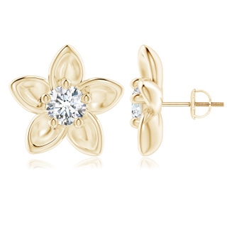 5.9mm GVS2 Classic Diamond Plumeria Flower Earrings in 9K Yellow Gold