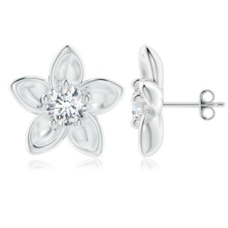 5.9mm GVS2 Classic Diamond Plumeria Flower Earrings in S999 Silver