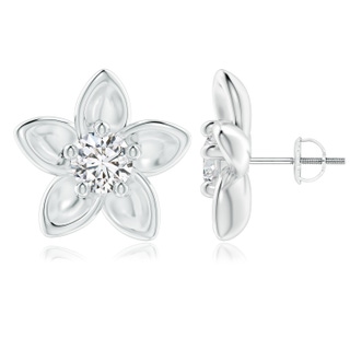 5.9mm HSI2 Classic Diamond Plumeria Flower Earrings in P950 Platinum