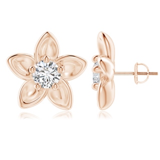 5.9mm HSI2 Classic Diamond Plumeria Flower Earrings in Rose Gold