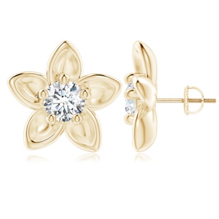 6.4mm GVS2 Classic Diamond Plumeria Flower Earrings in 9K Yellow Gold