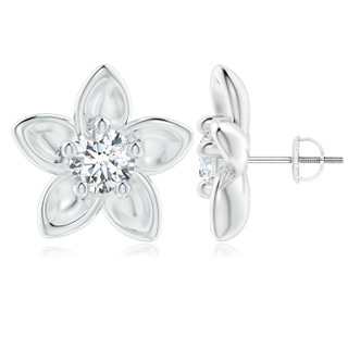 6.4mm GVS2 Classic Diamond Plumeria Flower Earrings in P950 Platinum