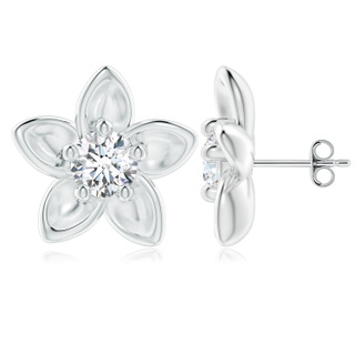 6.4mm GVS2 Classic Diamond Plumeria Flower Earrings in S999 Silver