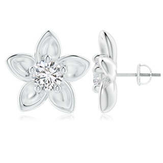 6.4mm HSI2 Classic Diamond Plumeria Flower Earrings in P950 Platinum