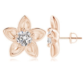 6.4mm IJI1I2 Classic Diamond Plumeria Flower Earrings in Rose Gold
