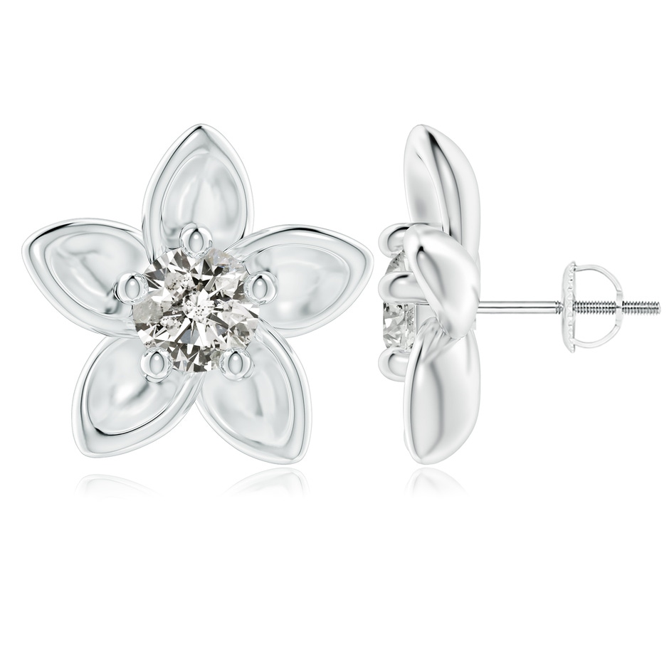 6.4mm KI3 Classic Diamond Plumeria Flower Earrings in P950 Platinum 