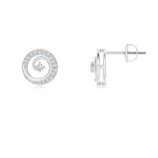 1.6mm GVS2 Round Diamond Studded Concentric Circle Earrings in White Gold