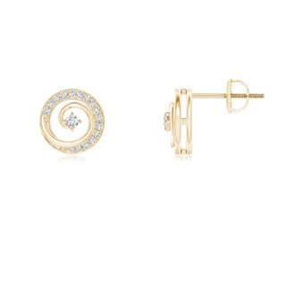 1.6mm GVS2 Round Diamond Studded Concentric Circle Earrings in Yellow Gold