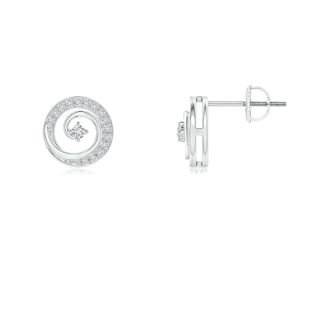 1.6mm HSI2 Round Diamond Studded Concentric Circle Earrings in White Gold