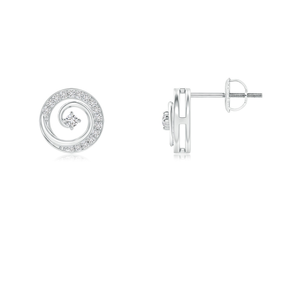 1.6mm HSI2 Round Diamond Studded Concentric Circle Earrings in White Gold 