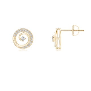 1.6mm HSI2 Round Diamond Studded Concentric Circle Earrings in Yellow Gold