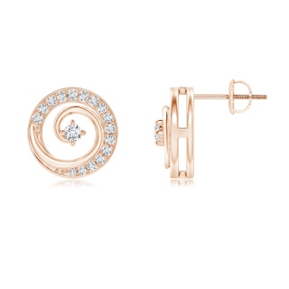 2.2mm GVS2 Round Diamond Studded Concentric Circle Earrings in Rose Gold