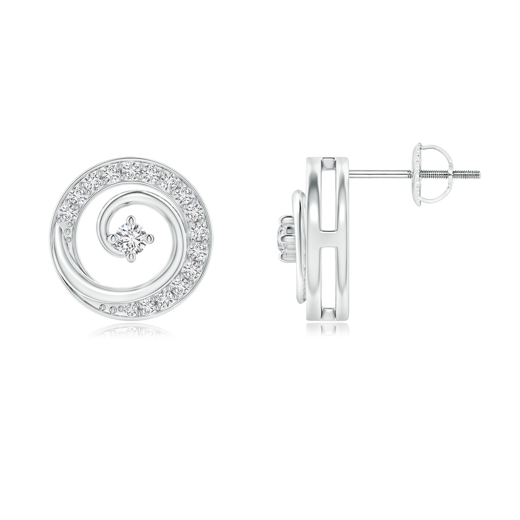 2.2mm HSI2 Round Diamond Studded Concentric Circle Earrings in White Gold