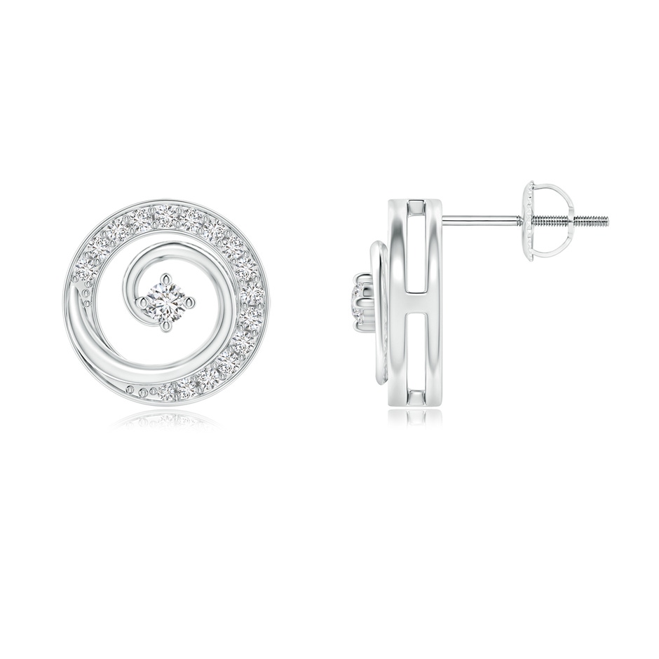 2.2mm HSI2 Round Diamond Studded Concentric Circle Earrings in White Gold 