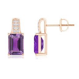 Fashion Studs Rose Gold Amethyst Earrings