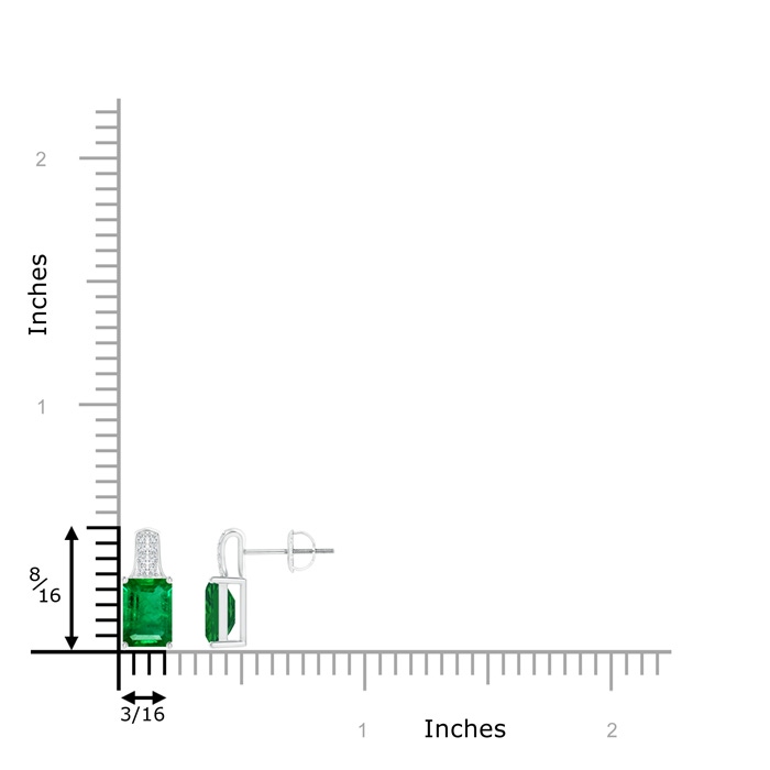 7x5mm AAA Emerald-Cut Emerald Studs with Diamond Accents in White Gold product image