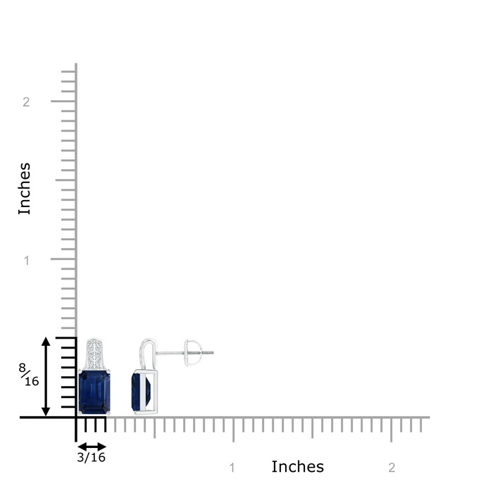 7x5mm AAA Emerald-Cut Sapphire Studs with Diamond Accents in White Gold product image