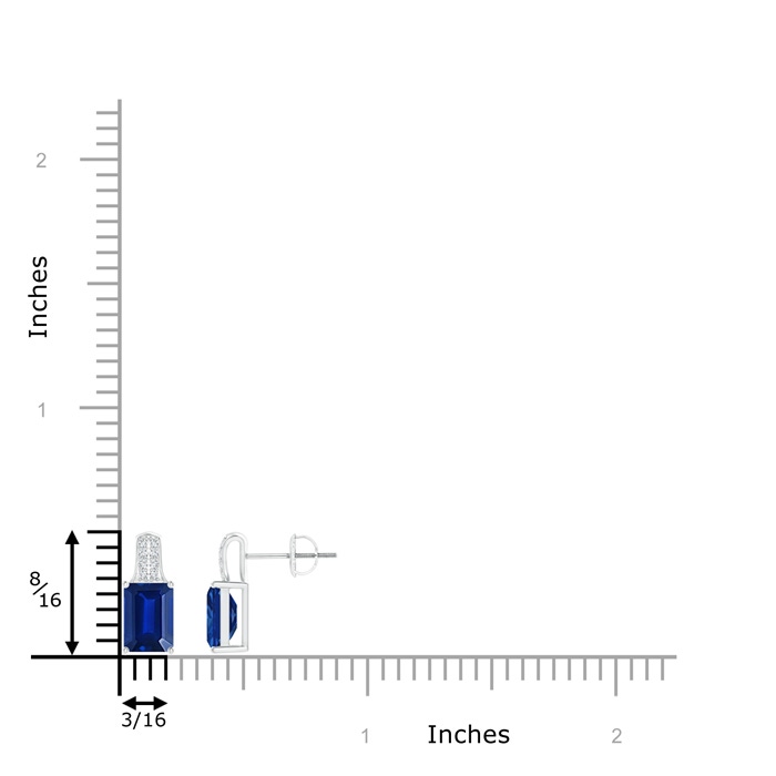 7x5mm Lab-Grown Emerald-Cut Sapphire Studs with Diamond Accents in White Gold product image